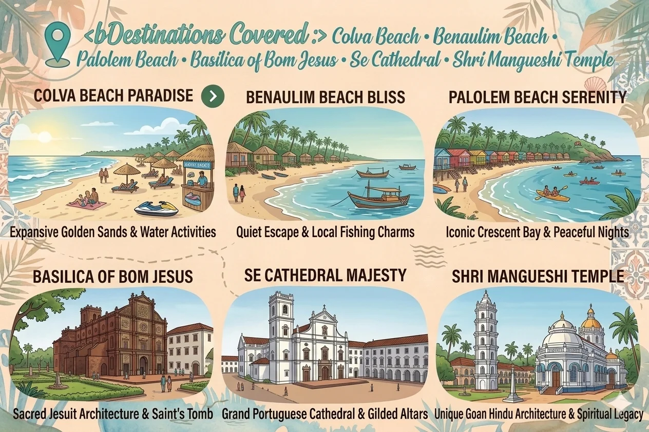 south goa tour package 3 nights 4 days beaches churches temples