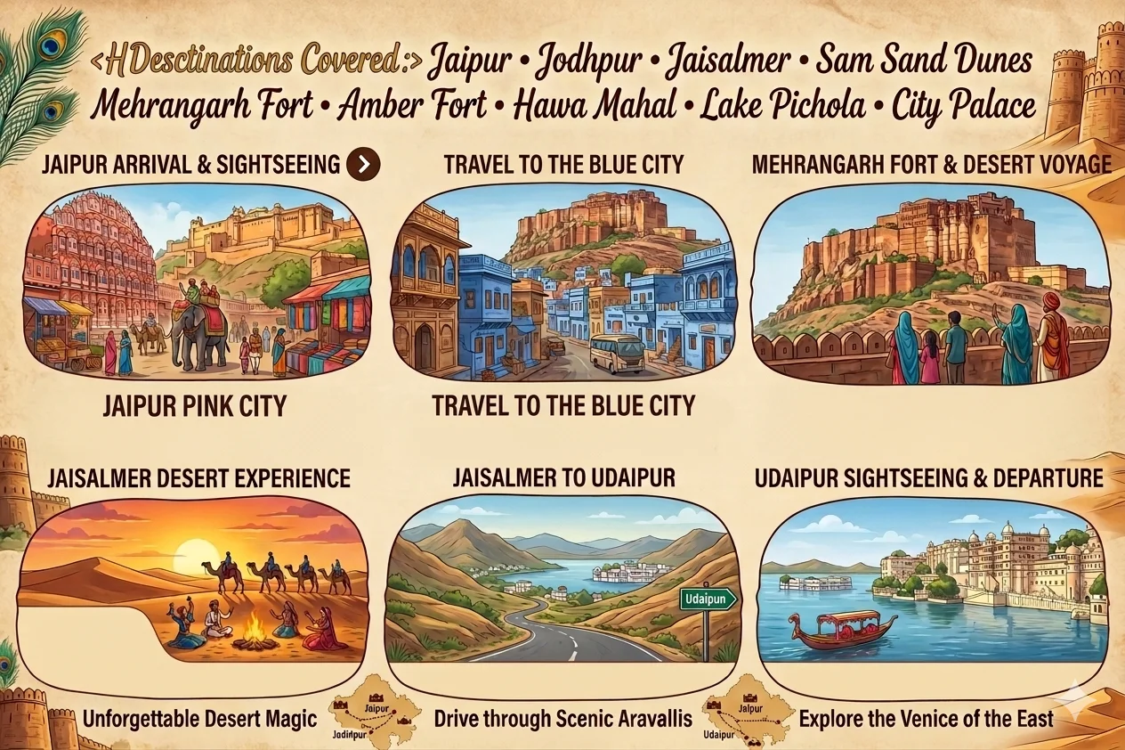 rajasthan tour package hawa mahal amber fort mehrangarh jaisalmer desert udaipur lake