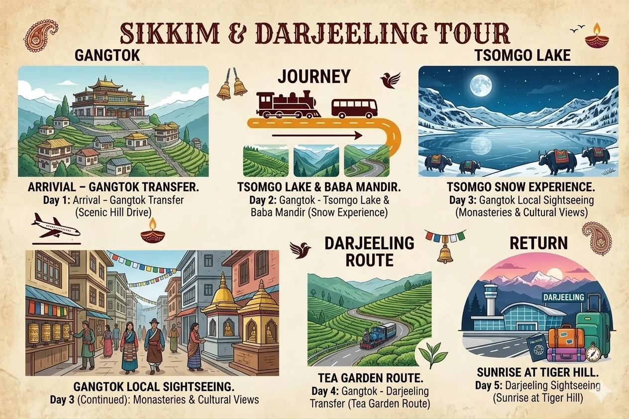 Sikkim Darjeeling Comfort Tour 3 Star Hotels Gangtok Tsomgo Lake